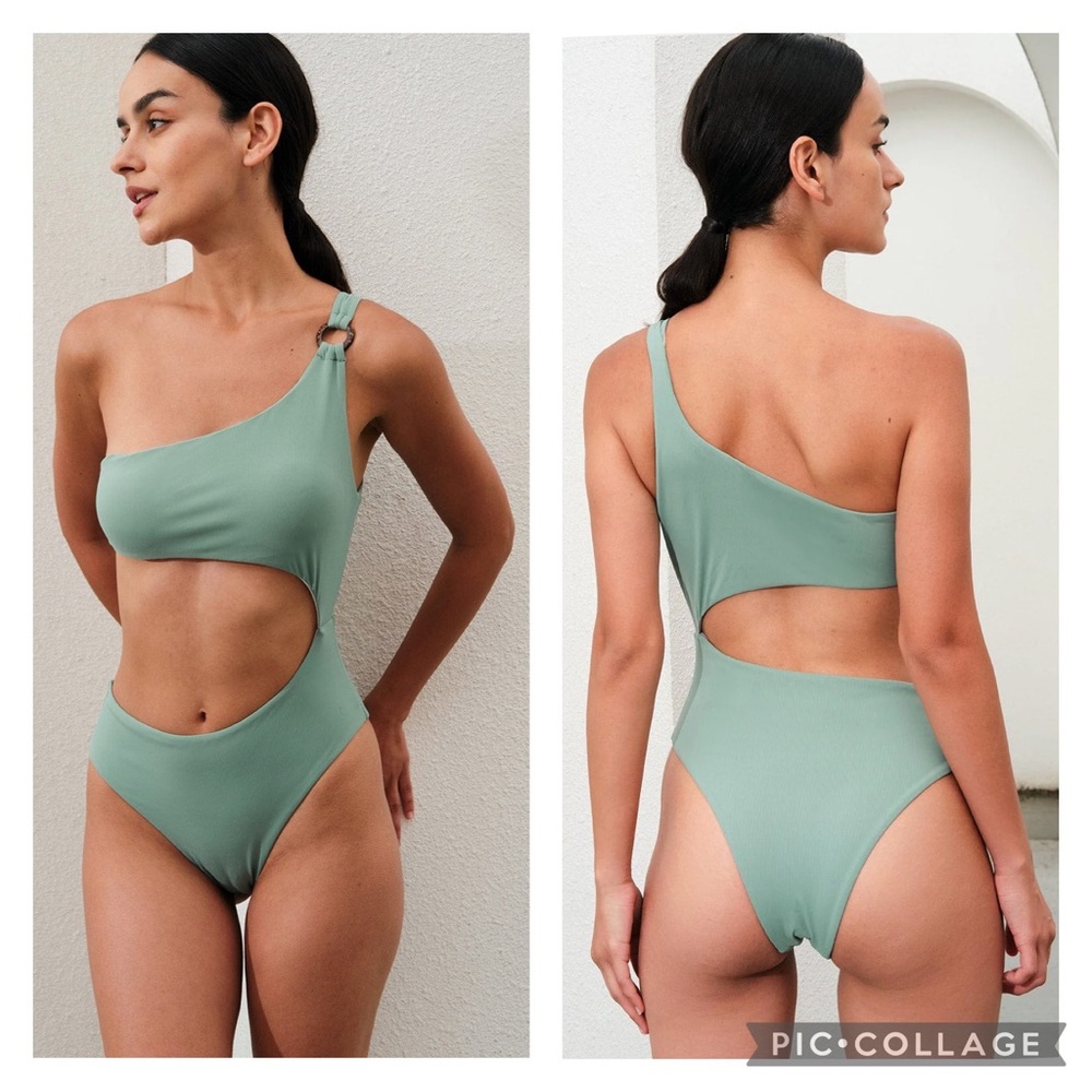 BERLOOK One Shoulder Cutout One-Piece Swimsuit Sz M